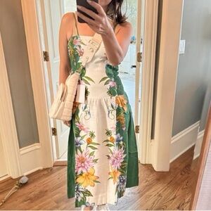 FARM Rio Off-White Sweet Bloom Dreamscape Lenzing Ecovero Euroflax Midi Dress